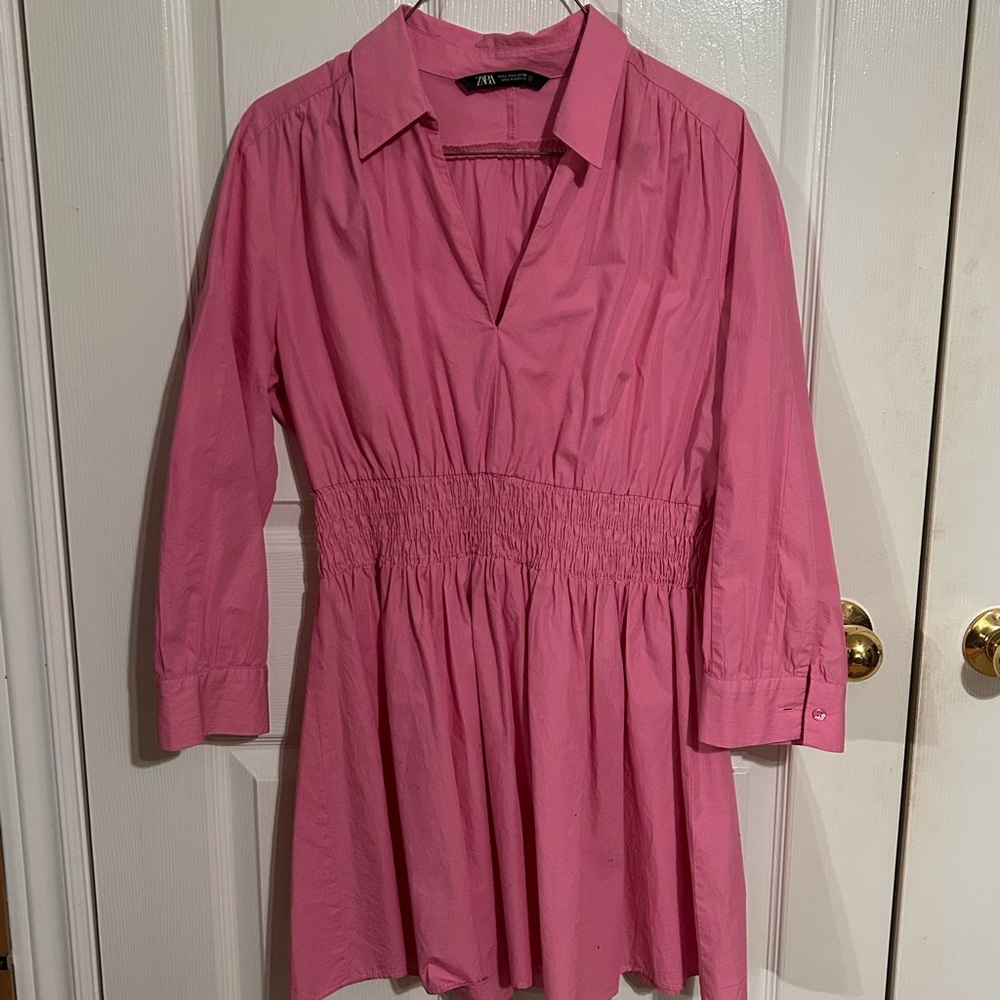 Zara Pink Notched Collar Dress